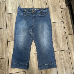 Pilcro Anthropologie Womens Jeans 22W High Rise Blue Cropped Saddleback Faded